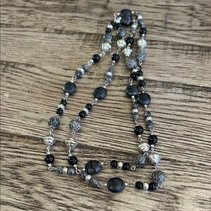Elegant Black and Silver Beaded Necklace